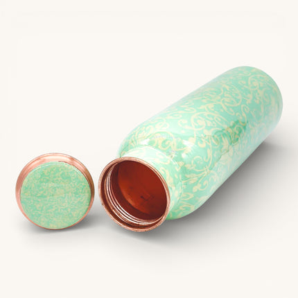 Green Meenakari Printed Copper Bottle (750 ml)