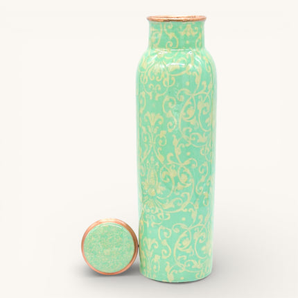 Green Meenakari Printed Copper Bottle (750 ml)