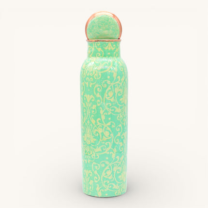 Green Meenakari Printed Copper Bottle (750 ml)