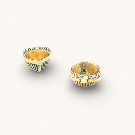 Brass Antique Mango Diya Small - Set of 2