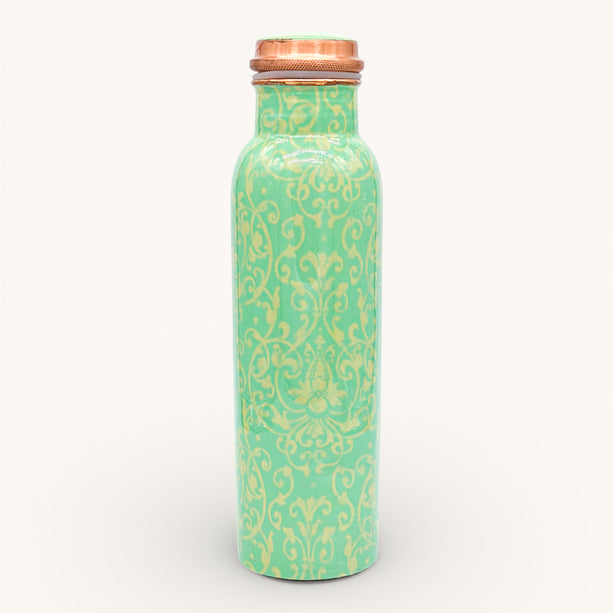 Green Meenakari Printed Copper Bottle (750 ml)