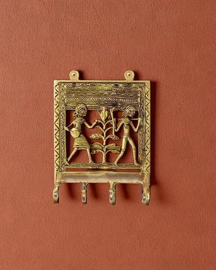 Brass Handcrafted Tribal Key Hanger Wall Decor