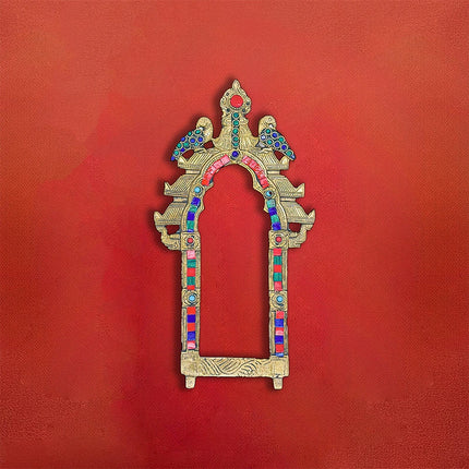 Brass Peacock Prabhavali with Stone Inlay