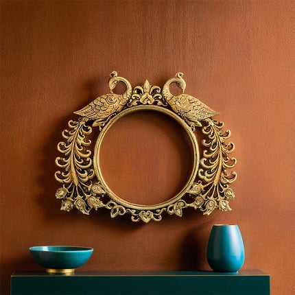 Brass Peacock Wall Decor- Round