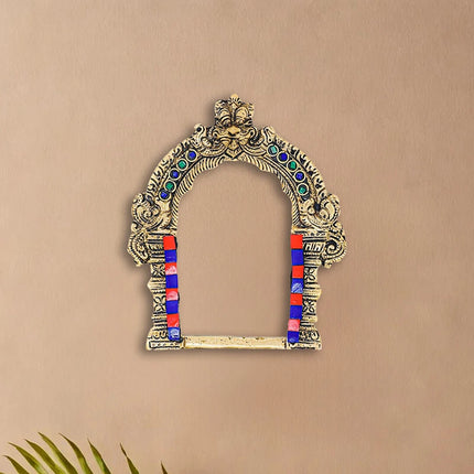 Brass Wall Decor Narashimha Prabhavali With Stone Inlay Small