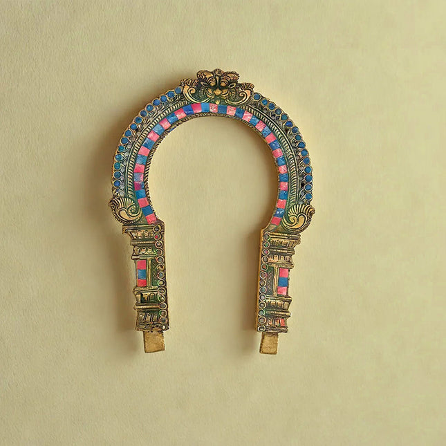 Brass Wall Decor Narasimha Prabhavali Big with stone Inlay