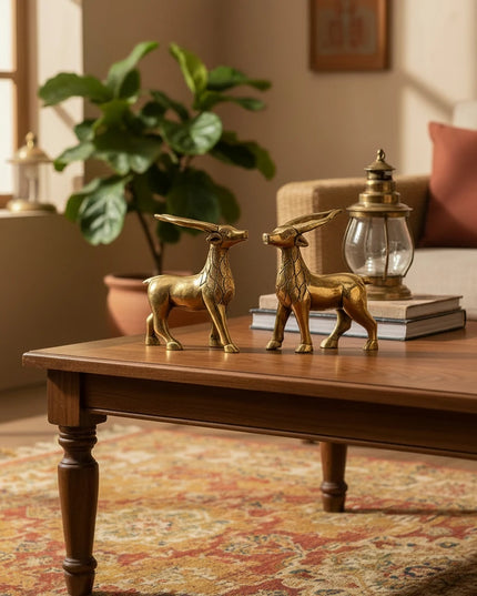 Brass Decoratove Standing Deer Medium Set of 2