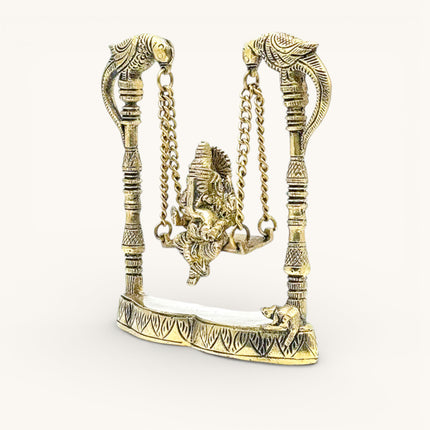 Brass Ganesha on Swing (Jholi) with Peacocks