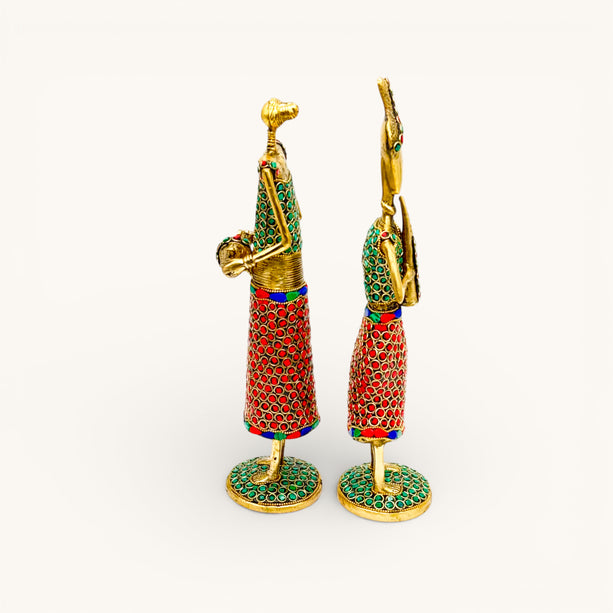 Brass Music Couple Figure