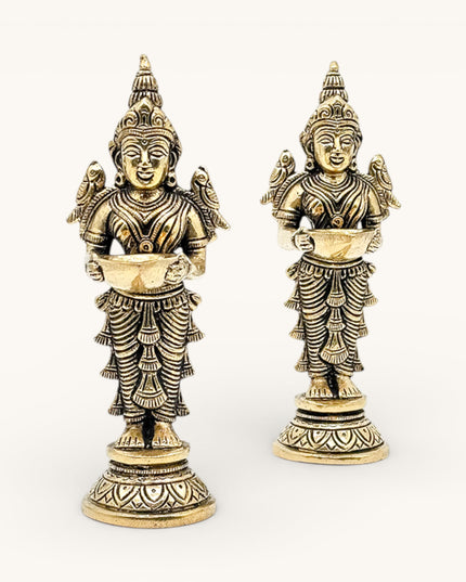 Brass Standing Lady with Diya