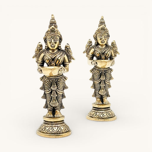 Brass Standing Lady with Diya