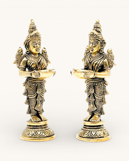 Brass Standing Lady with Diya