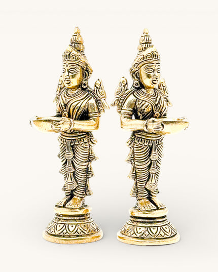 Brass Standing Lady with Diya