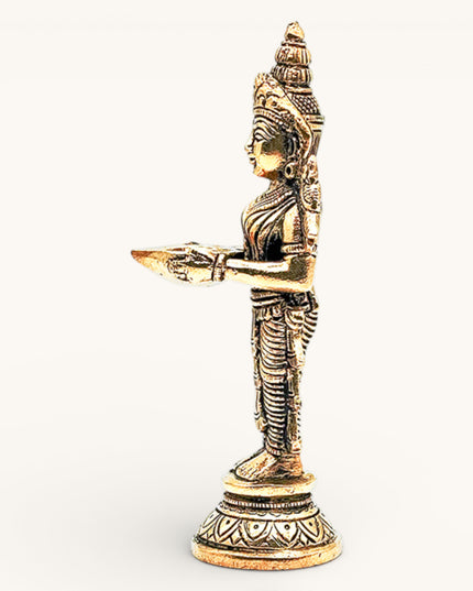 Brass Standing Lady with Diya