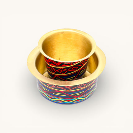Brass Coffee Tumbler Set with Tribal Print – Traditional Brass Tea & Coffee Glasses