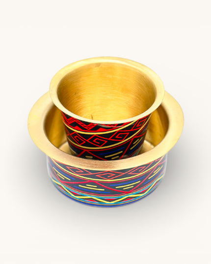 Brass Coffee Tumber Set with Tribal Print