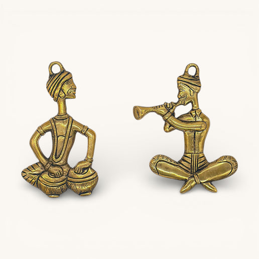 Brass Musical Men Wall Hanging (Set of 2)