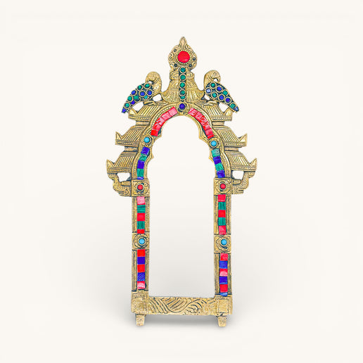 Brass Peacock Prabhavali with Stone Inlay
