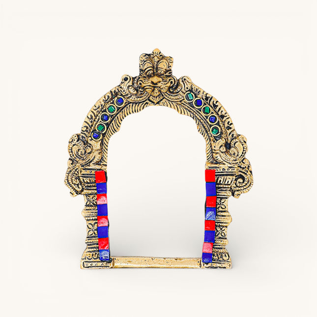 Brass Wall Decor Narashimha Prabhavali With Stone Inlay Small