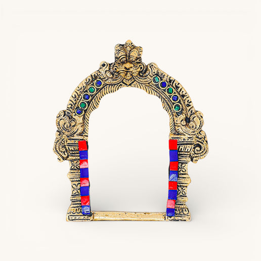 Brass Wall Decor Narashimha Prabhavali With Stone Inlay Small
