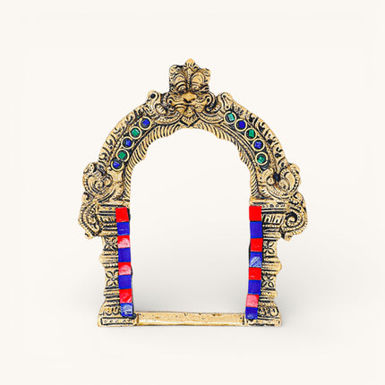 Narasimha Prabhavali with Stone inlay - Brass Wall Frame, Small