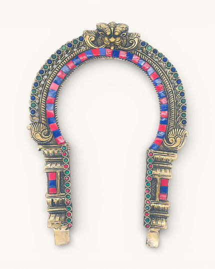 Brass Wall Decor Narasimha Prabhavali Big with stone Inlay