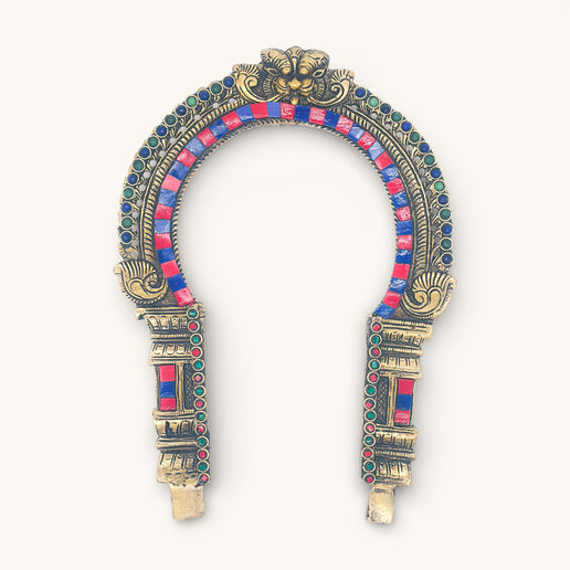 Brass Wall Decor Narasimha Prabhavali Big with stone Inlay