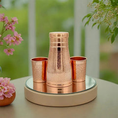 Copper Engraved Bedroom Jar with 2 Glasses (Set)