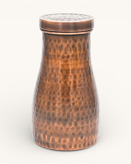 Copper Antique Hammered Bedroom Jar with 2 Glasses (Set)