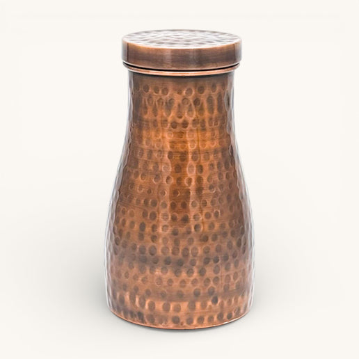 Copper Antique Hammered Bedroom Jar with 2 Glasses (Set)
