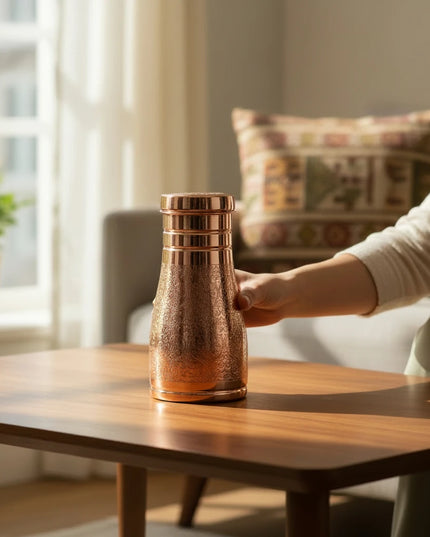 Copper Engraved Bedroom Jar with 2 Glasses (Set)