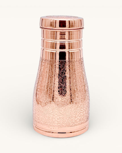 Copper Engraved Bedroom Jar with 2 Glasses (Set)