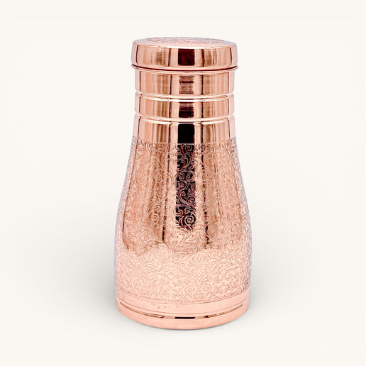 Copper Engraved Bedroom Jar with 2 Glasses (Set)