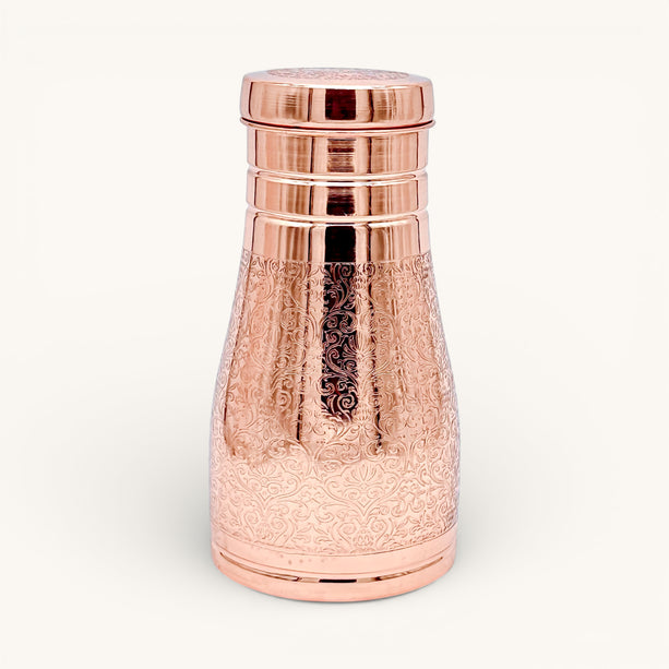 Copper Engraved Jar with 2 Glasses (Set)