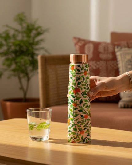 Copper Floral Printed Tapered Tower Bottle