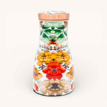 Floral Enamel Print Copper Water Jar (1 Litre)