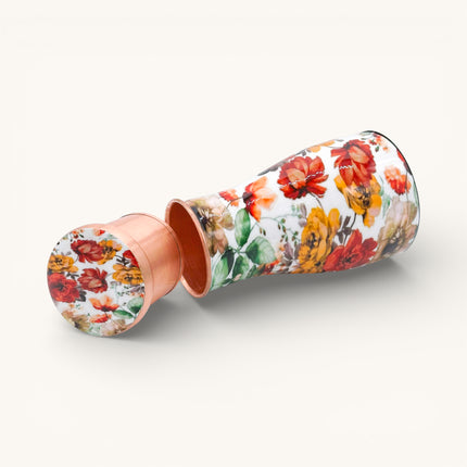 Floral Enamel Print Copper Water Jar (1 Litre)