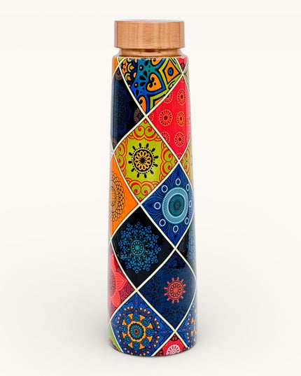 Multi Colour Printed Copper Tapered Water Bottle