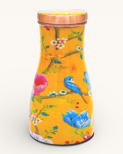 Summer Printed Bird and Floral Copper Bedroom Water Jar