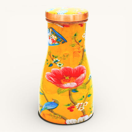 Bird & Floral Motif Copper Water Jar