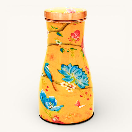 Bird & Floral Motif Copper Water Jar