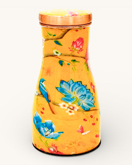 Summer Printed Bird and Floral Copper Bedroom Water Jar