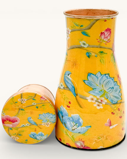 Summer Printed Bird and Floral Copper Bedroom Water Jar