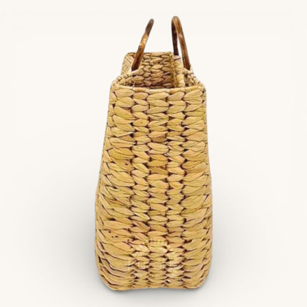 Eco-Friendly Woven Handmade Basket with Floral Embroidery