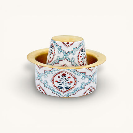 White and Red floral Brass coffee Tumbler Set