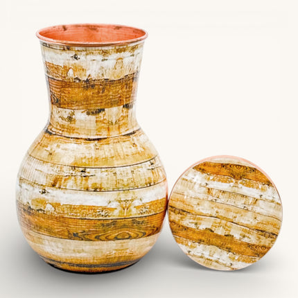 Wood Printed Copper Bedroom Water Jar