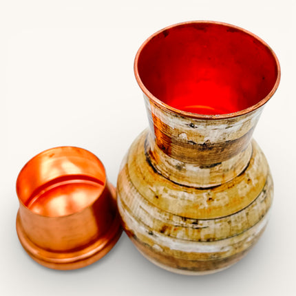 Wood Printed Copper Bedroom Water Jar