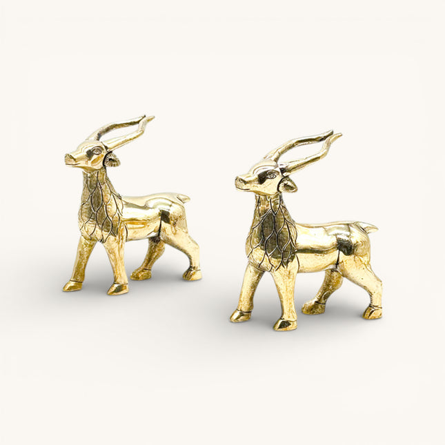 Brass Decorative Standing Deer Statue | Feng Shui Symbol of Longevity & Prosperity