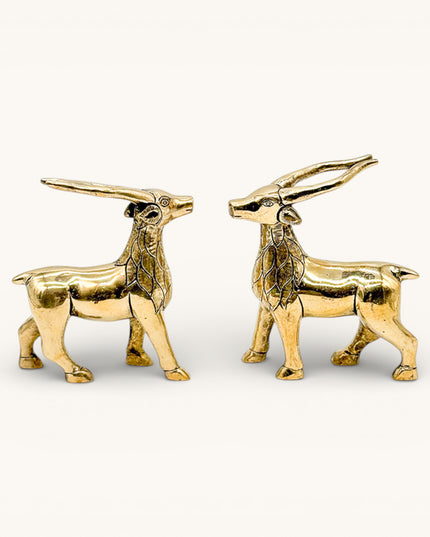 Brass Decoratove Standing Deer Medium Set of 2