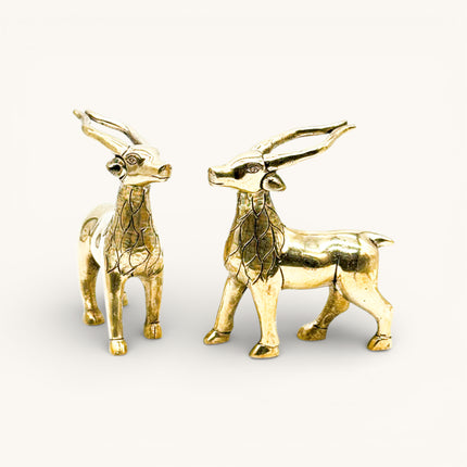 Brass Decorative Standing Deer Statue | Feng Shui Symbol of Longevity & Prosperity